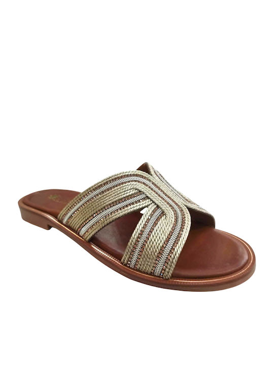 Sandale Casual Damă Din Piele Aurii