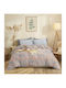Cokitex Marta Blot Bed Sheet Set Super King with Rubber Hugger 170x200+30cm Apricots 4 Pieces