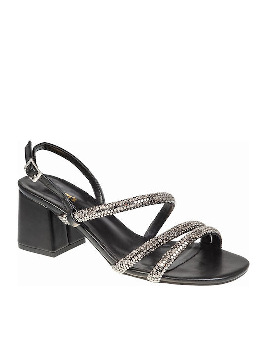 Adam's Shoes Πέδιλα με Στρας Μαύρα