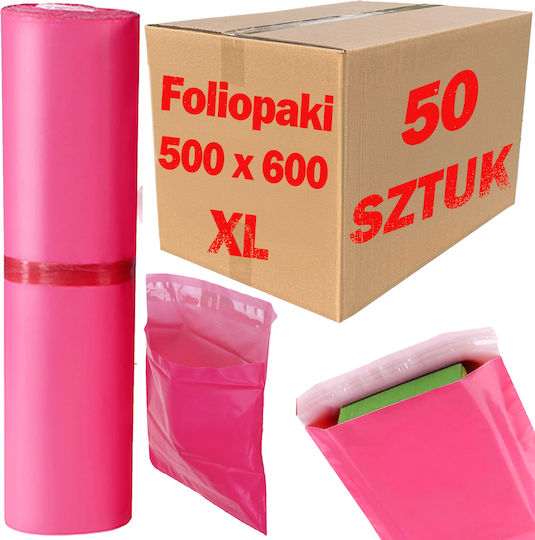 Pungi Curier Roz XL 500x600mm 50 Bucăți