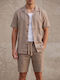 Short Sleeve Linen Shirt Brown