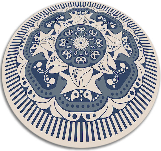 Tulup Rundes Blau Teppich Φ80cm