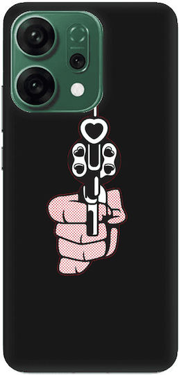Oppo Reno 14 Heart Gun Black Colored Silicone Tpu Θήκη