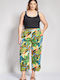 Pantaloni Largi Dama Din Piele Cu Cauciuc Exotic Imprimeu