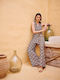 Women's Brown Set with Trousers with Rubber Band in Loose Fit