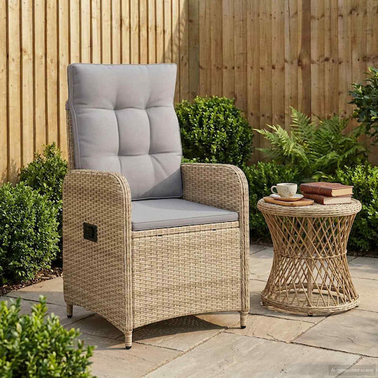 Outdoor Chair Metallic Beige and Light Grey with Cushion