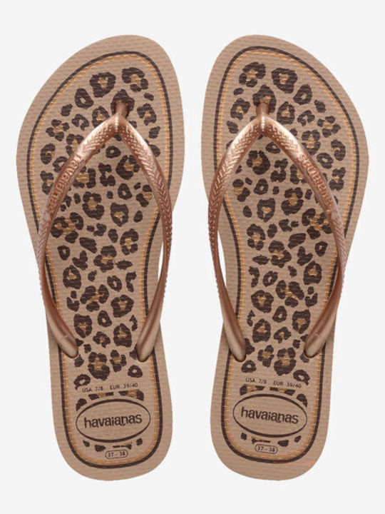 Havaianas Slim Animals Flip Flops In Rose Gold ...