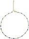 Silver And More Gold Plated Stainless Steel Anklet Chain Blue 22cm