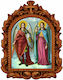 Archangels Michael & Gabriel Oval Wood Carving 39cm