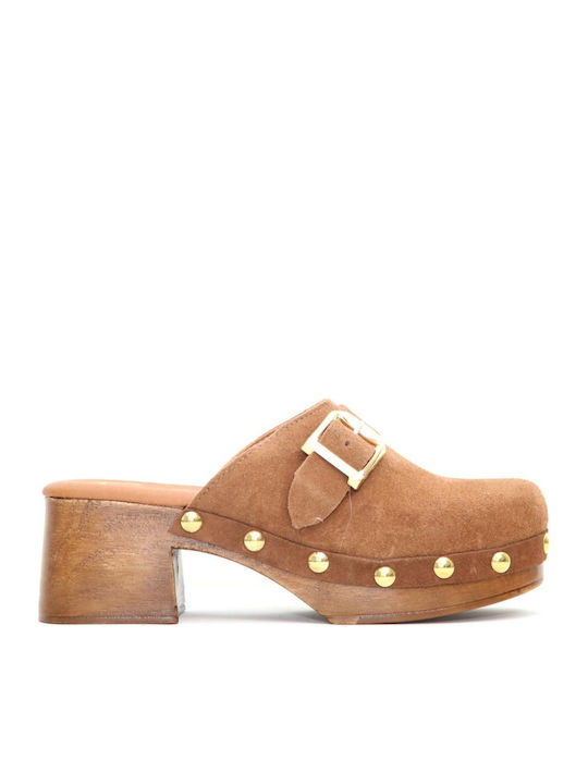 Fresia Leather Brown Mules