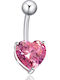 Silver And More Belly Button Piercing Earring Gold Plated Steel 10 x 5mm Pink