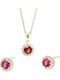 Silver And More Set with Necklace & Earrings from Gold Plated Silver with Stones
