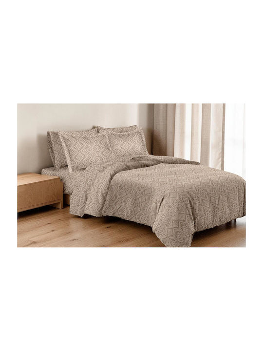 Linea Home 263 Bed Sheet Set with 1 Pillowcase Super-Double 220x260cm Mocca (4 Pieces)