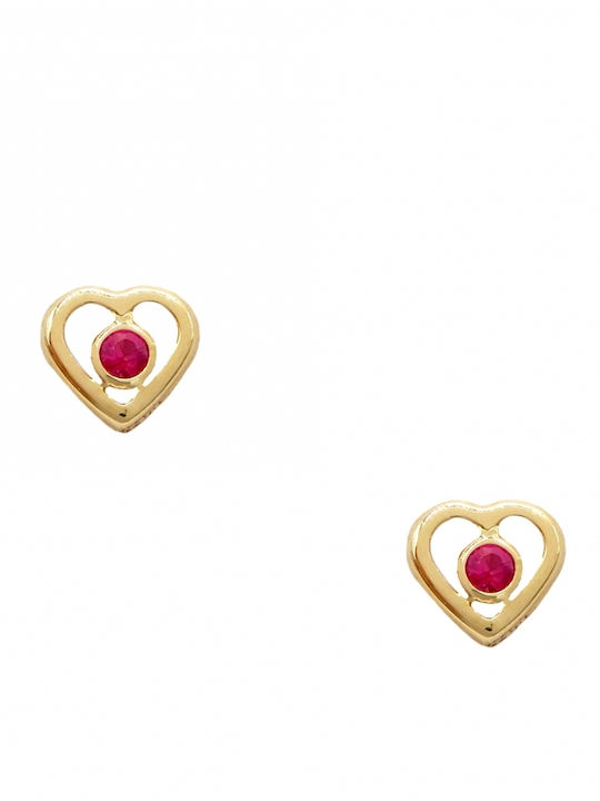 Cercei Copii Studs Cu Pietre Din Aur 14K