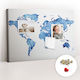 Cork Board Canvas Office World Map Watercolors 60x40 Cm