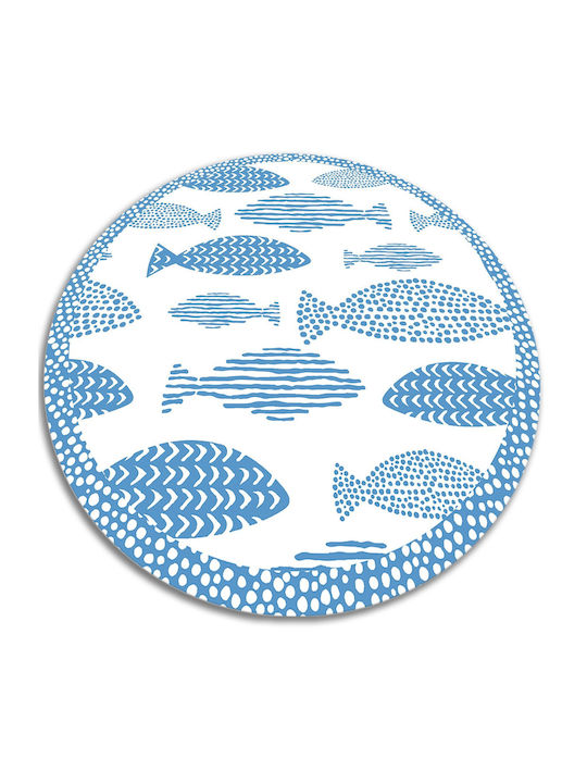 Tulup Rundes Küchenmatte Wasserdicht Blau 130cm