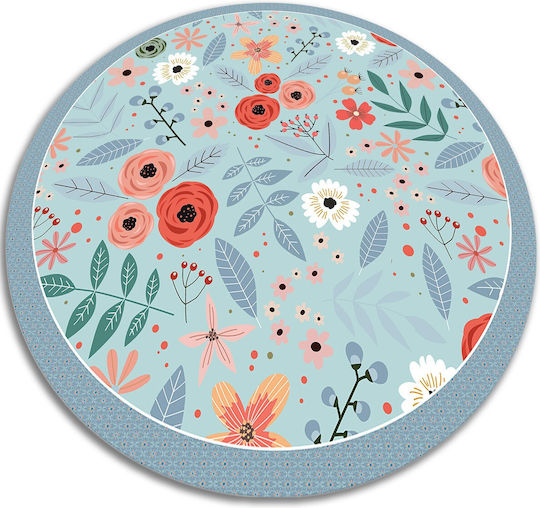 Tulup Runde Dekorative Vinyl-Bürostuhlunterlage Blumen vom Feld Ø 80 cm
