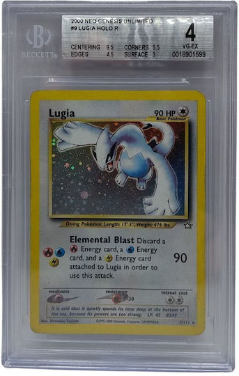Lugia Holo R Neo Genesis Unlimited #9 Beckett 4