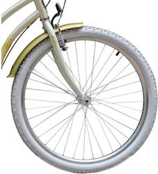 Pegas Bicycle Fork 26 Inch Wheel 1-1/8 Inch Steerer V-brake Steel Pearl White Multicolor