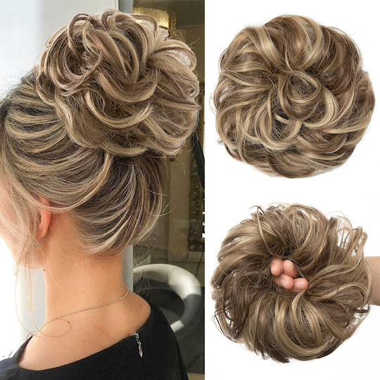 Synthetic Hair Synthetic Clip-in Bun Ponytail Wavy Brown Blonde