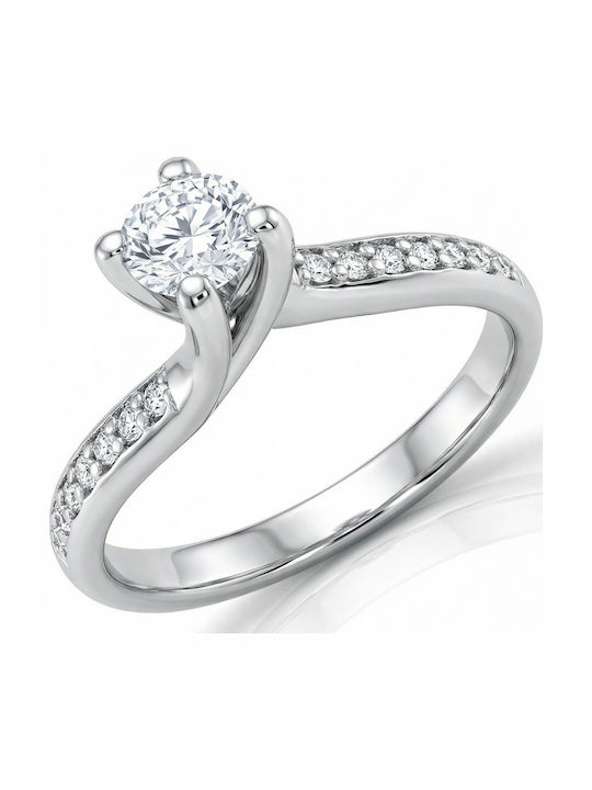 Kiriakos Gofas Single Stone Ring In 18K White Gold With Diamond Kiriakos Gofas Single Stone Ring In 18K White Gold With Diamond