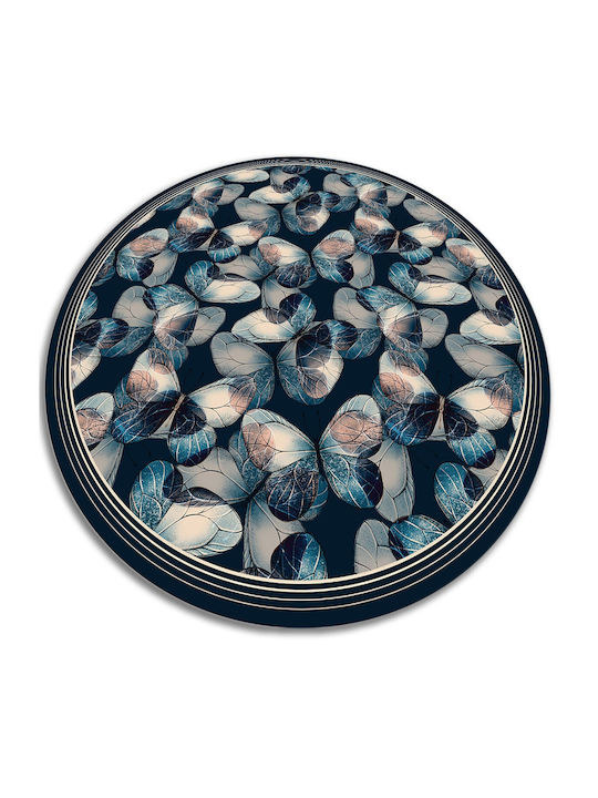 Tulup Στρογγυλό Χαλάκι Κουζίνας 80x80cm 010260360870000019738 Πεταλούδες