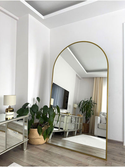 SteweHome Oval Mirror with Gold Metal Frame 180x100cm