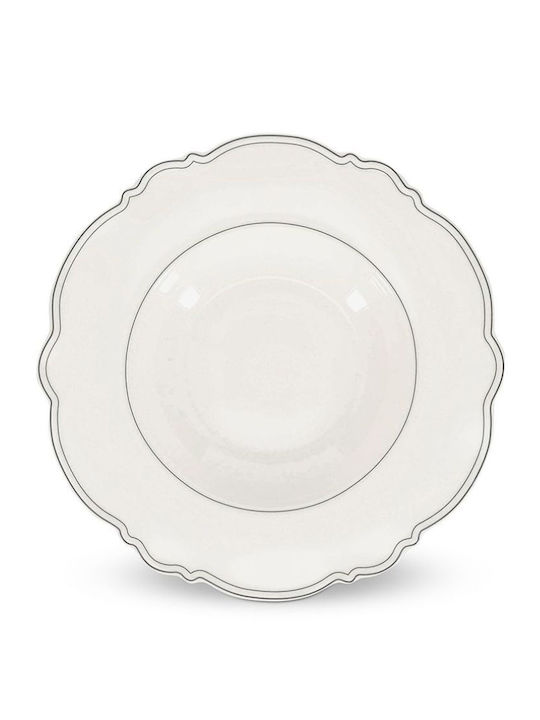 Salt & Pepper Deep Serving Plate from Porcelain White with Diameter 23.5cm 2 Pieces