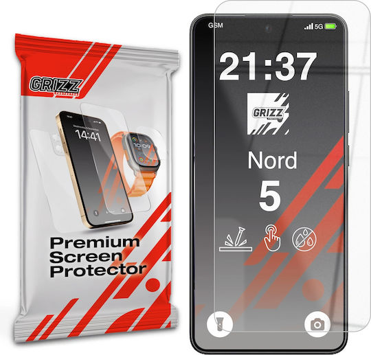 Grizzglass Hybridglass Tempered Glass Screen Protector Compatible Oneplus Nord 5 Transparent