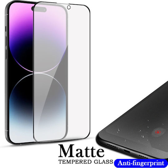 Matte Full Cover Full Glue Τζαμάκι Προστασίας Οθόνης Apple I Phone 15 Pro Μαύρο