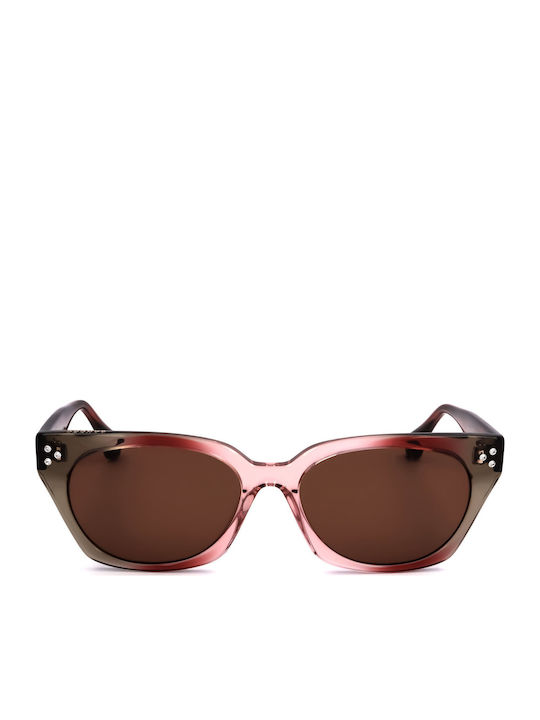 Sandro Unisex Sunglasses With Pink Frame And Brown Lens