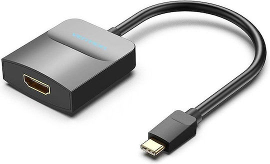 Vention Video Converter Usb Type-c T To Hdmi M 0.15m Maximum Resolution 4k At 30hz Gold-plated Connectors Pvc Abs Casing Black