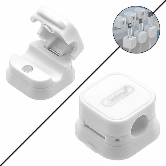 Self-Adhesive Magnetic Cable Organization Clips 22x22x14mm 6 Pieces White Q-zj811 Andowl