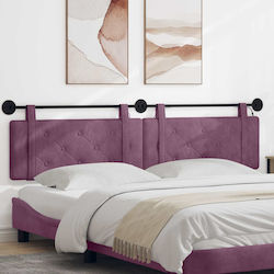 vidaXL LED Pillow for Headboard Fabric Purple 2...