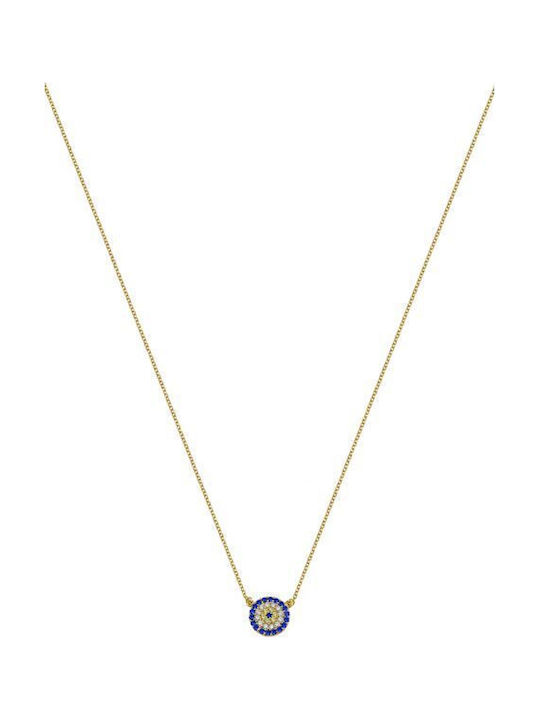 Halskette Talisman aus Gold 14K mit Zirkon Blau