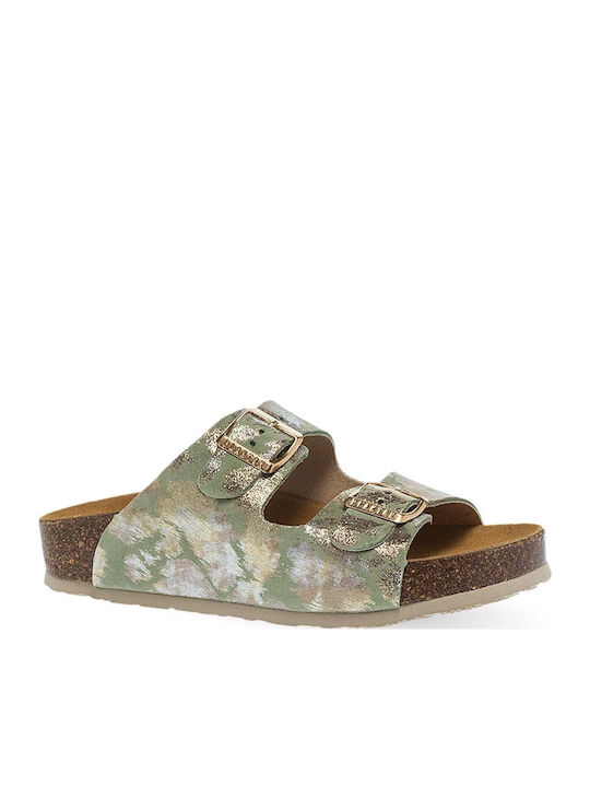 Plakton Leather Women's Sandals Green