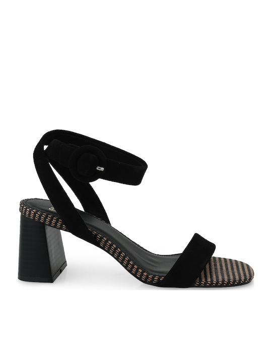 Exe Suede Damen Sandalen Schwarz