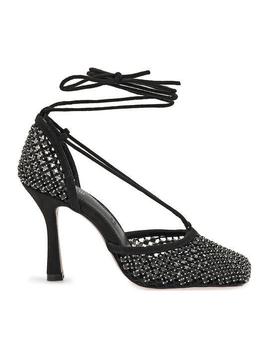 Suede Sandals with Strass Black