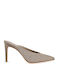 Suede Mules With High Heel In Brown Colour