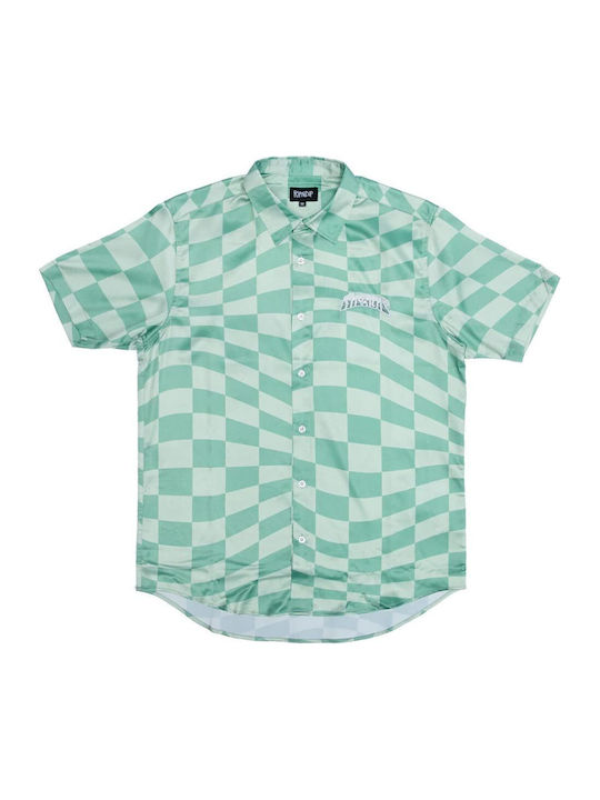 Short Sleeve Shirt in Regular Fit Checked Olive Pine