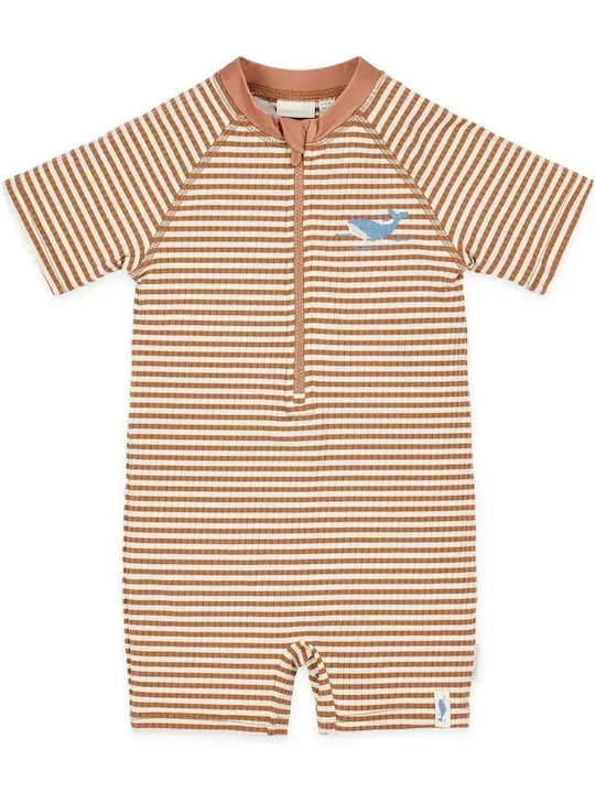 Little Dutch Παιδικό Μαγιό Ολόσωμο με Καπέλο Ocean Brown Stripes
