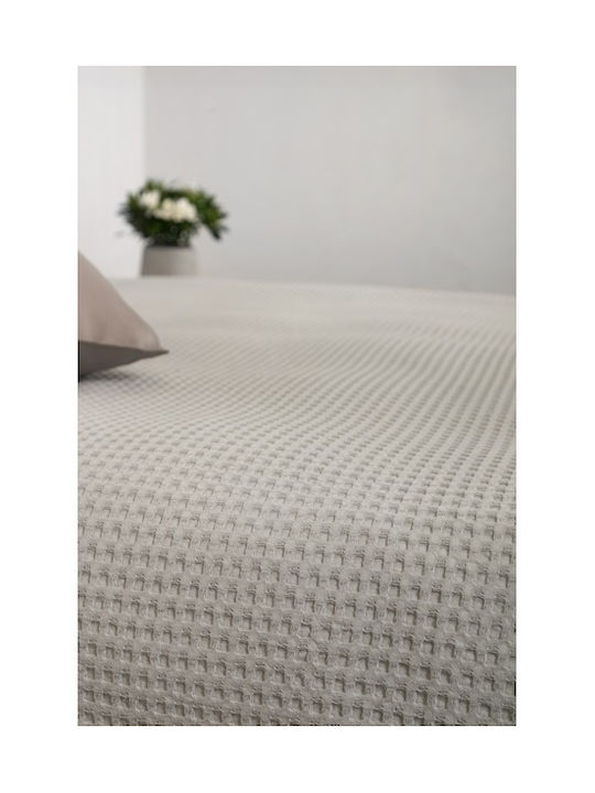 Biokarpet Decke Piqué Naf Naf Baumwolle Waffelpique Silber-Grau 230 x 240