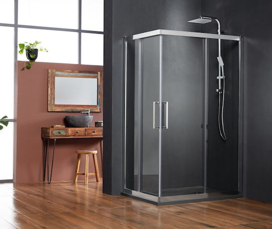 Tema Καμπίνα Ντουζιέρας με Συρόμενη Πόρτα 72x90cm Clean Glass Chrome