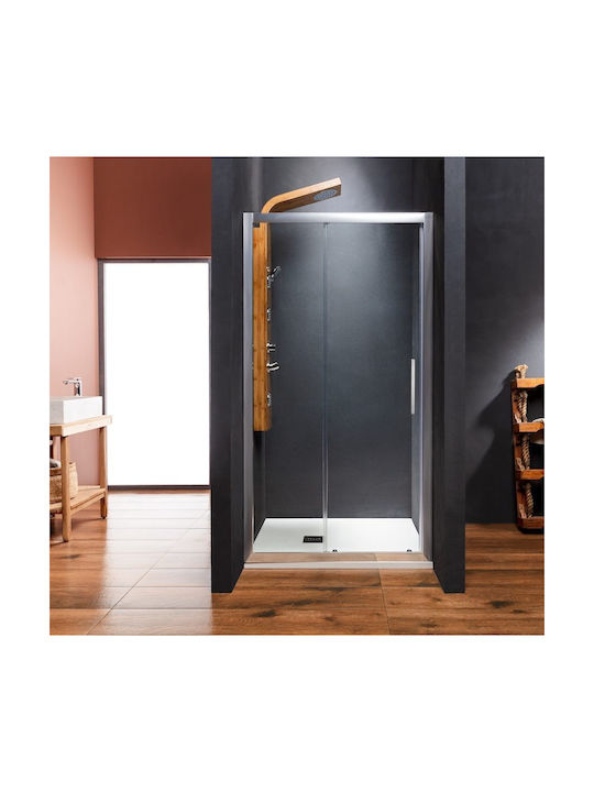 Tema 016-TEΜ-0355 Fixed Side Shower for Shower 100x185cm Clean Glass Chrome