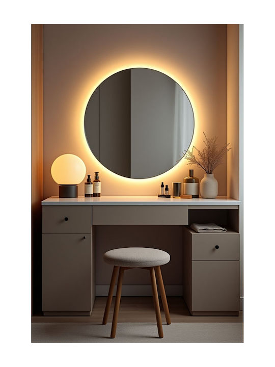 SteweHome Кръгло Огледало За Баня LED 60x60cm Бял