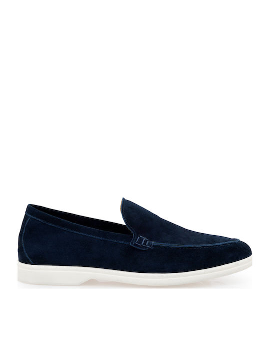 JK London Δερμάτινα Ανδρικά Loafers σε Μπλε Χρώμα