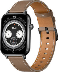Colmi C28 Smartwatch with Heart Rate Monitor (Black + Brown Leather)