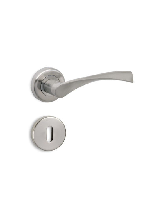 Conset Door Handle Middle Door with Rosette C805 Pair with Mouthpiece Nickel C805ROS05S05