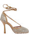 Heels with High Heel Beige W170030558A7-LT Gold Strass with Beige TS991-14