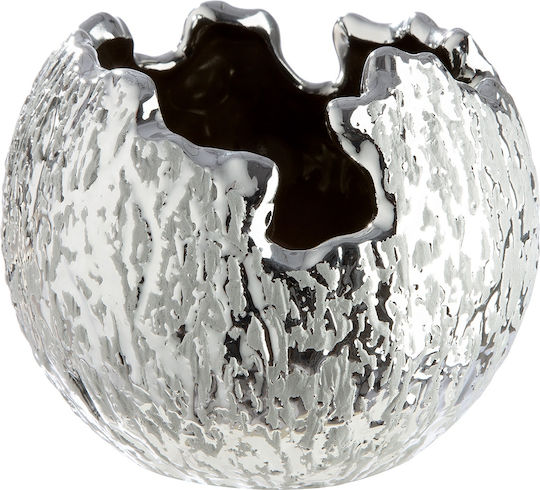 ArteLibre Decorative Ceramic Silver Vase H10cm